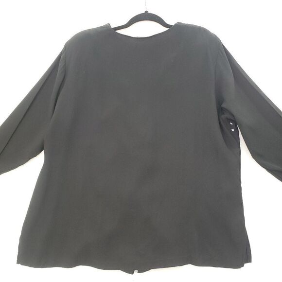 Expose Vintage Blouse With Metallic Floral Print Size 22 Navy Blue/Black - Picture 8 of 17